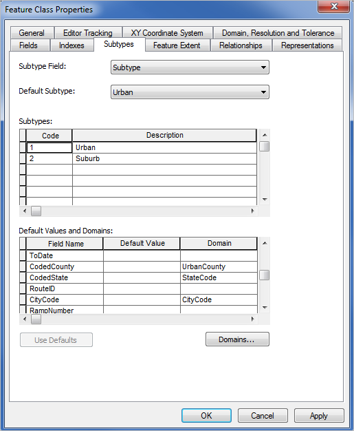 Subtypes in the network feature class