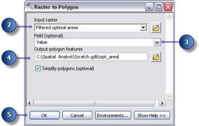 Parameter des Werkzeugs "Raster in Polygon"