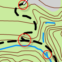 Mit Repräsentationssymbolisierung dargestellte Wege, Straßen und Flüsse