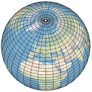Ansicht der Erde aus dem Weltraum mit Gradnetz – Beispiel