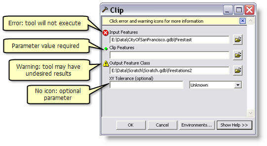 Symbole für den Parameterstatus