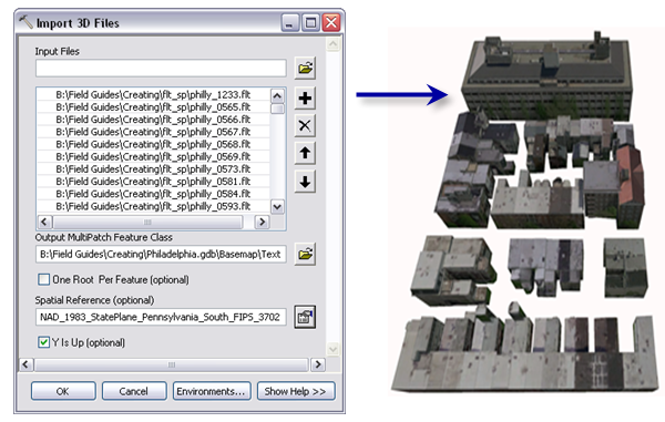 Importieren von OpenFlight-Modellen in die Geodatabase als Multipatches mit Textur