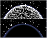 Vergleich zwischen der Globusoberfläche mit aktiviertem Gitternetz und ohne Gitternetz