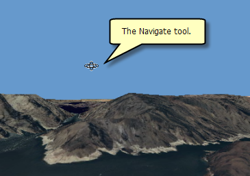 Das Werkzeug 'Navigieren' vor dem Aktivieren der animierten Rotation.