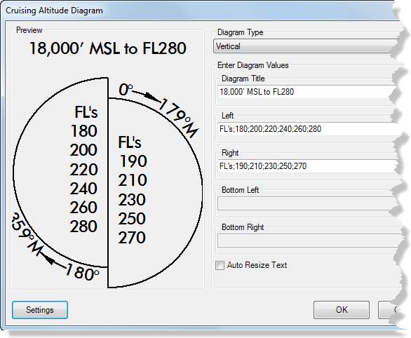 Cruising Altitude Diagram dialog box