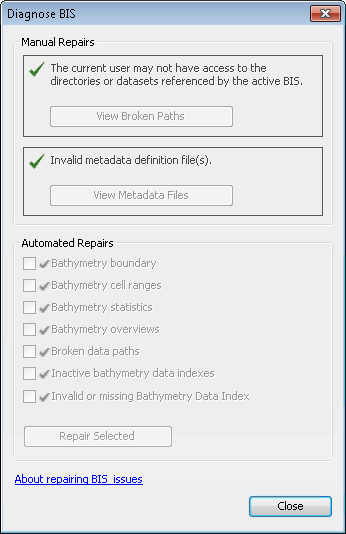 Diagnose BIS dialog box