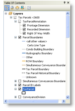 Das Fenster "Inhaltsverzeichnis" von ArcMap