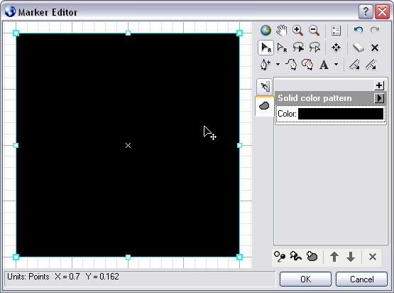 Fenster "Marker-Editor" mit Repräsentationsmarker eines einzelnen Füllsymbol-Layers