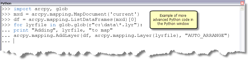 Erweiterter Python-Code im Python-Fenster