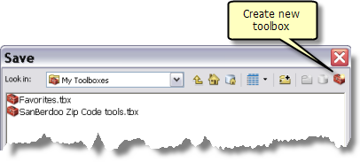 Schaltfläche zum Erstellen einer neuen Toolbox im Dialogfeld "Speichern"