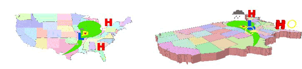 2D- und 3D-Karte der Vereinigten Staaten von Amerika