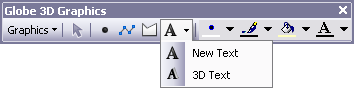 Werkzeuge für 3D-Text und 2D-Text im Dropdown-Menü "Neuer Text" der Werkzeugleiste "Globus-3D-Grafiken"