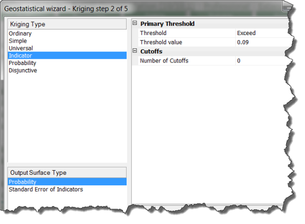 Geostatistical wizard-Kriging step 2 of 5 dialog box