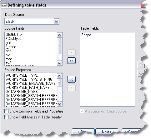 Creating an item to row table ArcMap Dokumentation