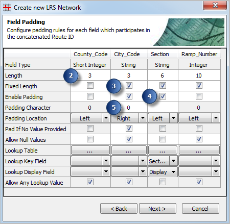 Changing variable length, fixed length, enable padding, and padding character settings