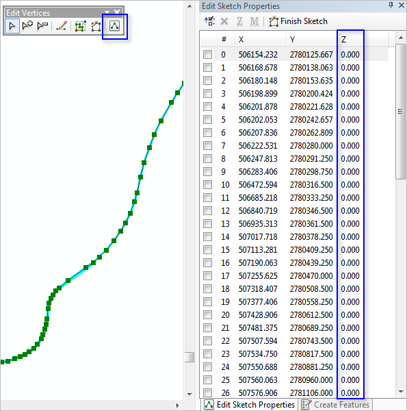 Editing z-values in sketch properties