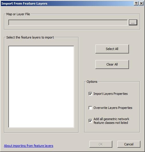 Import From Feature Layers dialog box