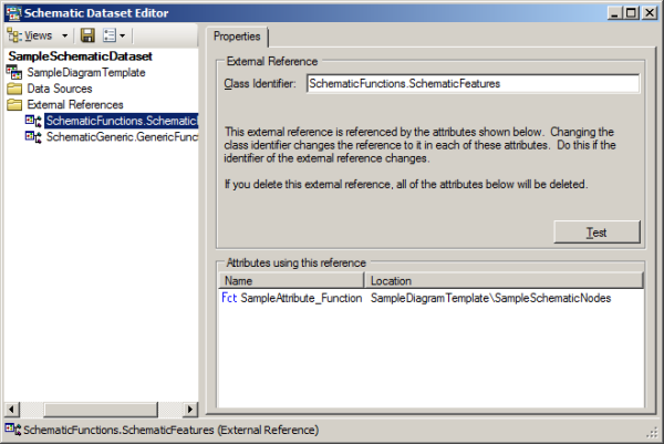 New external reference - List of the attributes used by an external reference