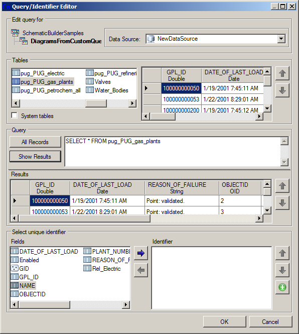 Query/Identifier Editor dialog - 2