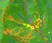 Karte "Optimal areas" im Werkzeug "Con"