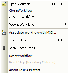 Das Fenster-Kontextmenü des Task-Assistenten für Benutzer