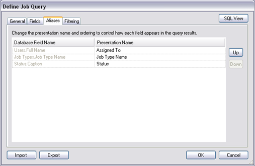 Aliases Tab Aliases Tab