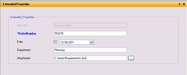 Extended Properties dialog box Extended Properties dialog box
