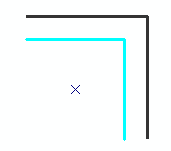 Ergebnis des Befehls "Parallel kopieren", wenn die ausgewählten Linien als eine einzige Linie behandelt werden. Ergebnis des Befehls "Parallel kopieren", wenn die ausgewählten Linien als eine einzige Linie behandelt werden.
