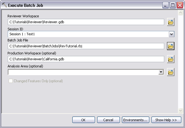 Execute Batch Job dialog box Execute Batch Job dialog box