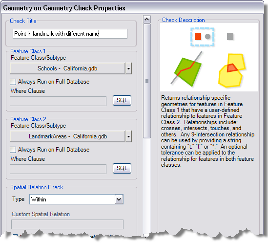 Geometry on Geometry Check Properties dialog box Geometry on Geometry Check Properties dialog box