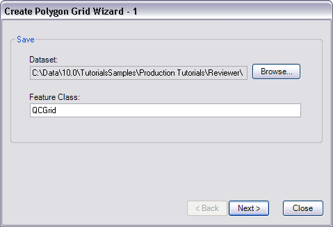 Create Polygon Grid Wizard - 1 dialog box Create Polygon Grid Wizard - 1 dialog box