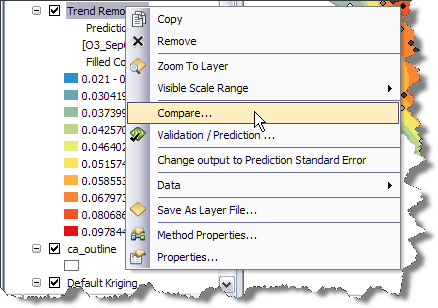 Compare menu Compare menu
