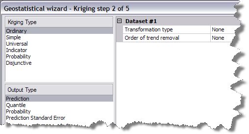 The Geostatistical Wizard dialog box The Geostatistical Wizard dialog box