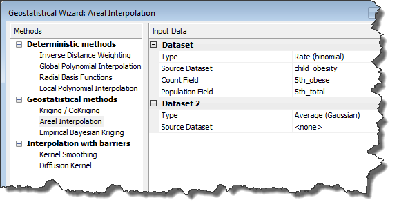 Pane 1 of the Geostatistical Wizard for areal interpolation Pane 1 of the Geostatistical Wizard for areal interpolation