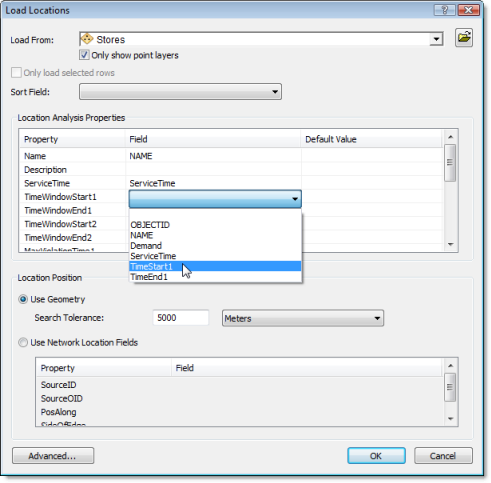 Zuordnen des Startfeldes für das Zeitfenster Zuordnen des Startfeldes für das Zeitfenster