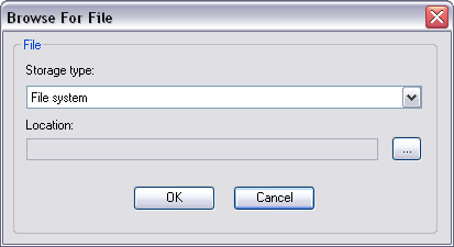 Browse For File dialog box Browse For File dialog box