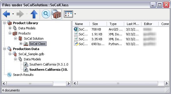 Tree view of the product library with associated files Tree view of the product library with associated files