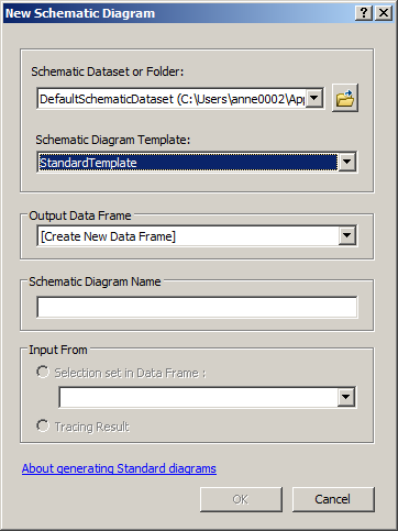 New Schematic Diagram dialog box - Initial content for the Network Dataset builder sample New Schematic Diagram dialog box - Initial content for the Network Dataset builder sample