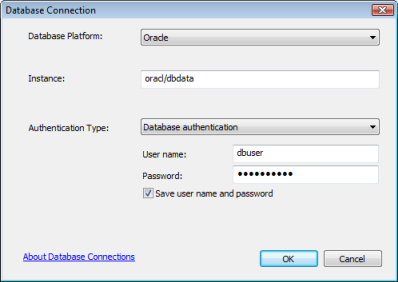 Beispiel für eine Oracle-Verbindung unter Verwendung eine Oracle Easy Connection-Zeichenfolge