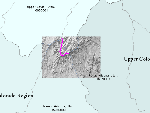 Untersuchungsgebiet mit angezeigtem Layer "Hillshaded terrain"