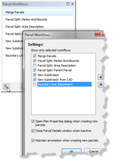 Einstellungen für Flurstücks-Workflows