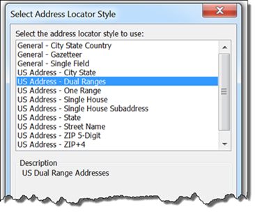 Dialogfeld "Adressen-Locator-Style auswählen"
