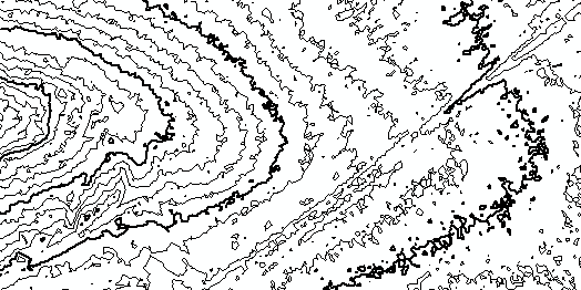 Konturlinien, die aus LIDAR mit voller Auflösung abgeleitet sind