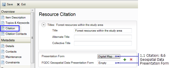 Overview Citation page: Geospatial Data Presentation Form