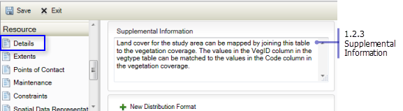 Resource Details page: Supplemental Information
