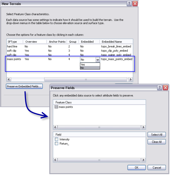 Einbetten einer Multipoint-Feature-Class in ein Terrain-Dataset