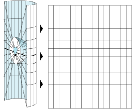 Abbildung: Schattenwurf eines Gradnetzes auf ein Blatt Papier