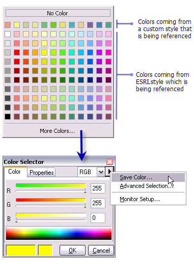 Verwenden der Farbpalette