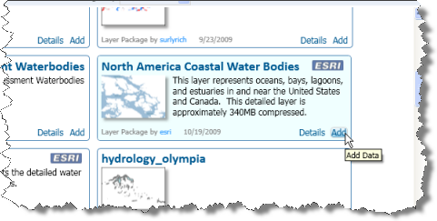 Hinzufügen eines Elements aus ArcGIS Online