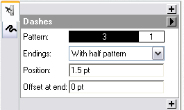 Geometrische Effekteigenschaften von Bindestrichen – Textfeld "Muster"